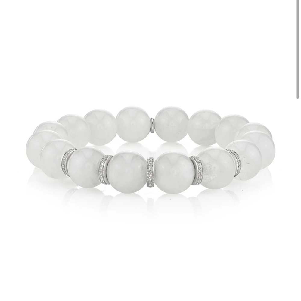 SHERYL LOWE Moonstone Bracelet Diamond Rondelles